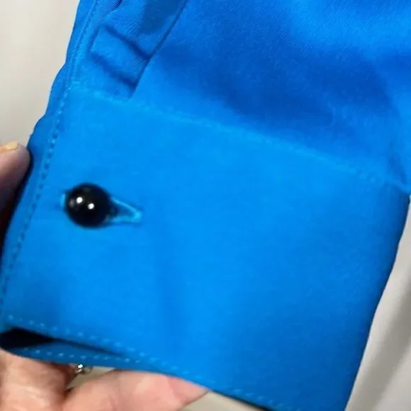 KARINA GRIMALDI Women's Lace Up Long Sleeve Blouse Blue Size Medium - Picture 6 of 9